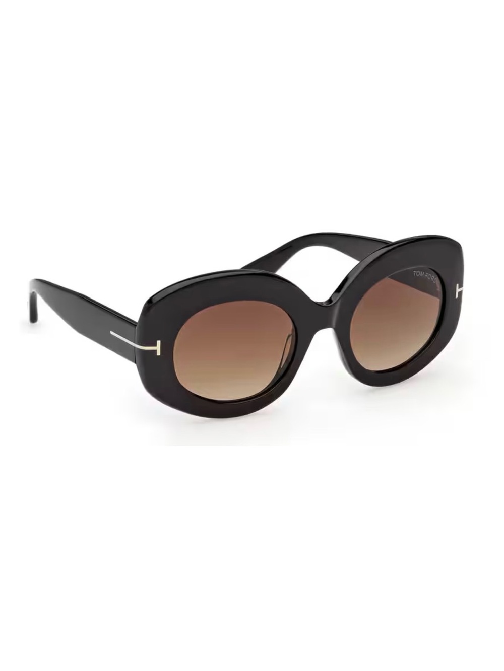 Tom Ford Black Round Sunglasses with Brown Gradient Lenses  Claudette 02. TF1346